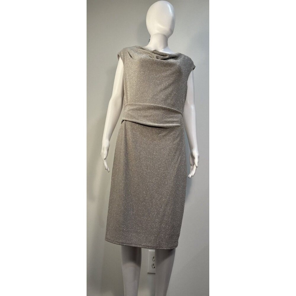 JESSICA HOWARD Sheath Dress Sz.14 Silver Foil Cocktail, Christmas, New Years